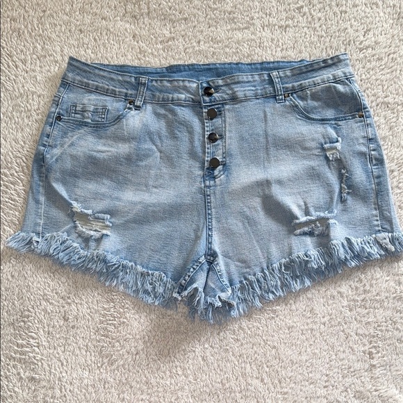 🩳 🆕 MODARANI Women’s Cutoff Distressed Denim Shorts – Size XXL - Picture 1 of 7